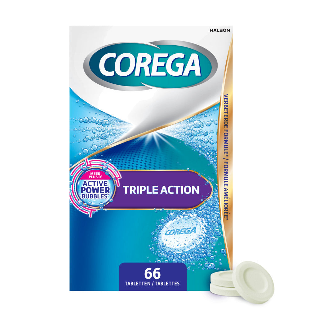 Corega Triple Action Reinigingstabletten 66 stuks