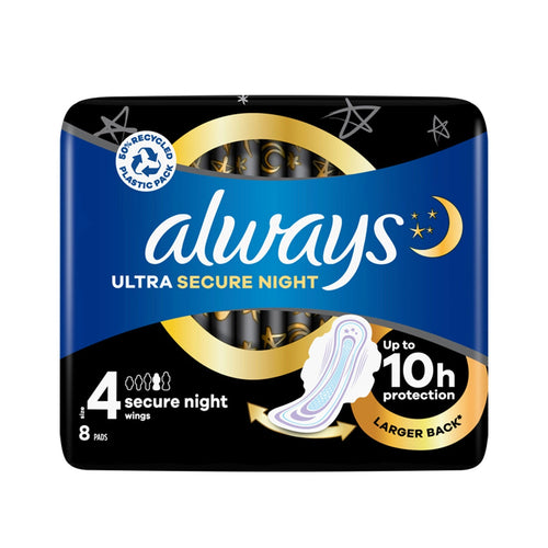 Always Ultra Secure Night Maandverband Met Vleugels 8 stuks