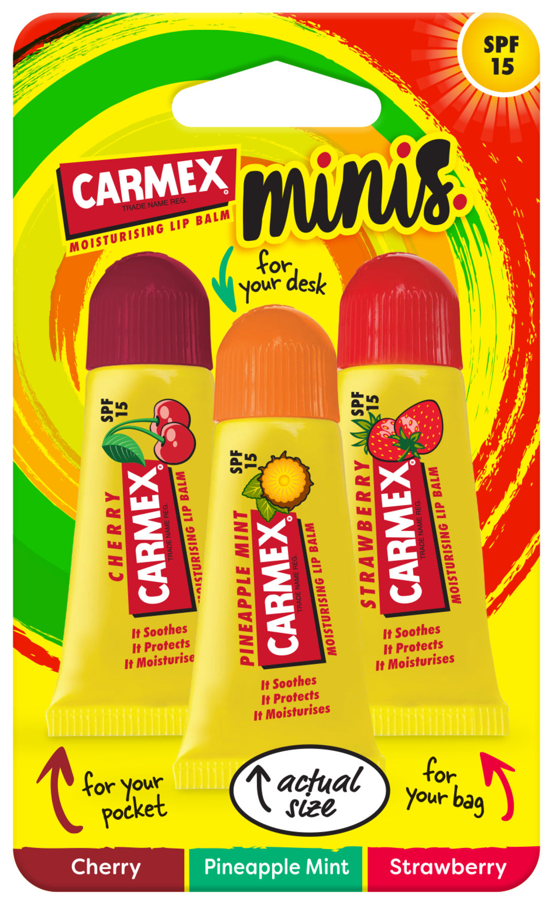 Carmex Minis Assorted Lip Balm Tubes SPF 15 3-pack