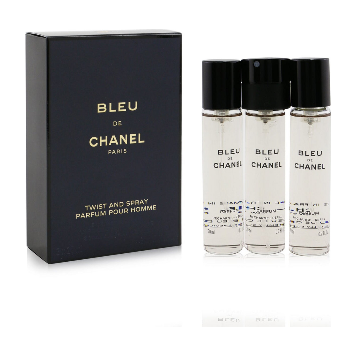 Chanel Bleu de Chanel Parfum navullingen 3 × 20 ml met verpakking
