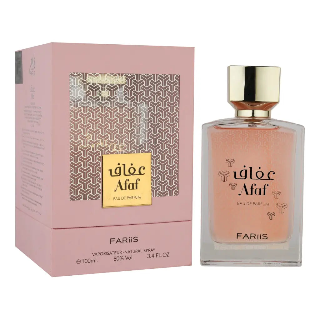 Fariis Afaf Eau de Parfum 100 ml fles en verpakking