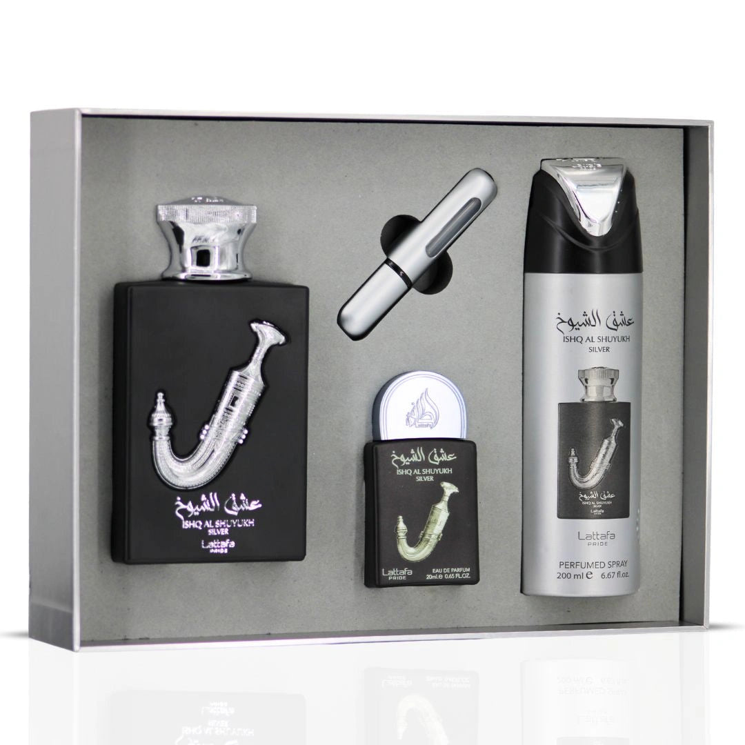 Ishq Al Shuyukh Silver Giftset 4pcs – fles