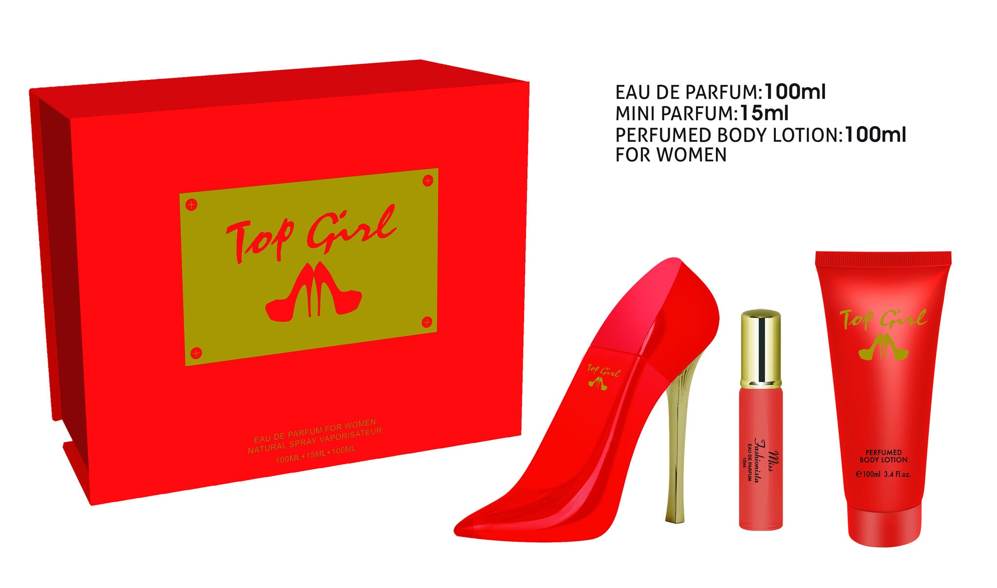 Top Girl Red Giftset 3 pc – fles