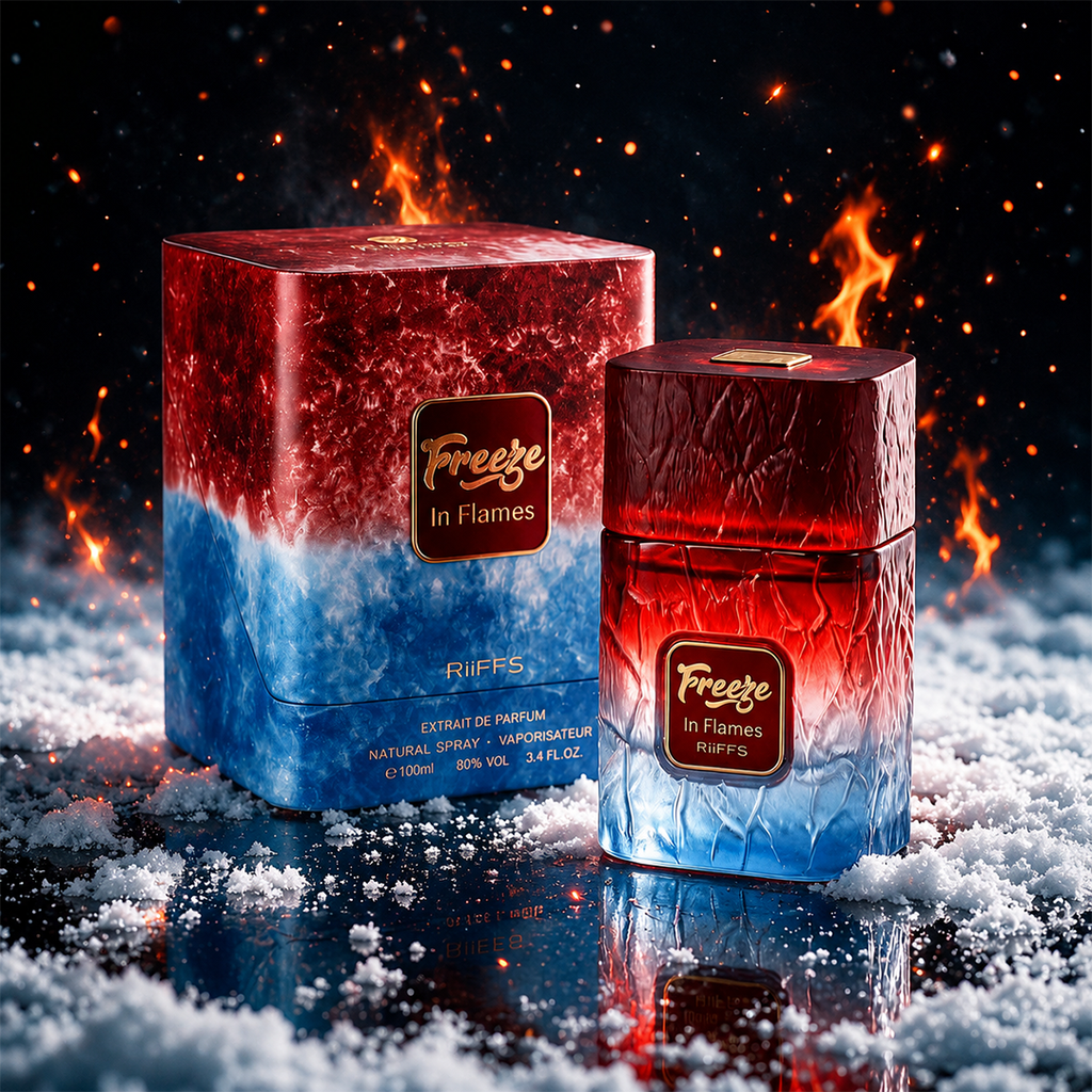 RiiFFS Freeze in Flames – luxe sfeerbeeld met fles en verpakking