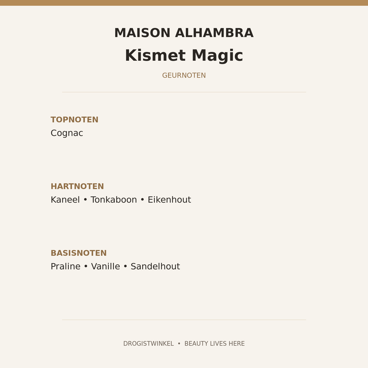Maison Alhambra Kismet Magic EDP – geurnoten